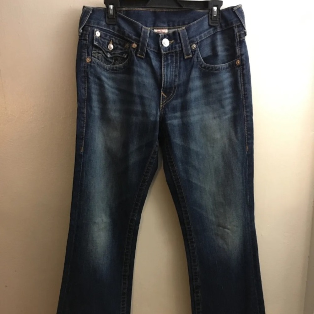 True Religion Men’s Billy Skull & Roses Bootcut Jeans Size 32 Made In The USA